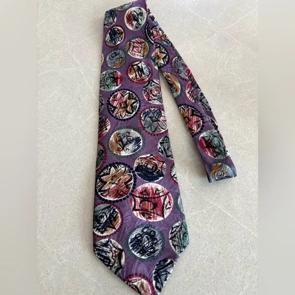 Designer Multicolor Patterned Men's Tie - Picture 1 of 7